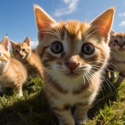 Kittens in a field